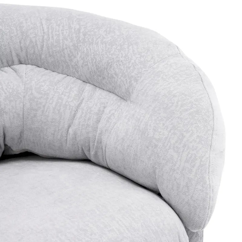 Draaibare clubfauteuil van chenille met zwart metalen onderstel