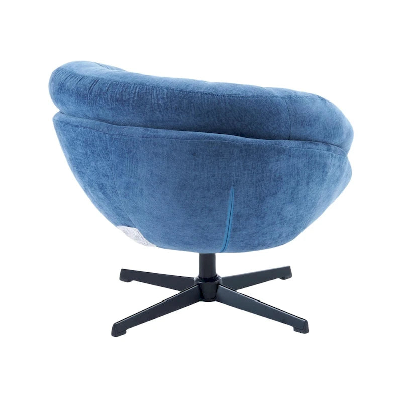 Draaibare clubfauteuil van chenille met zwart metalen onderstel