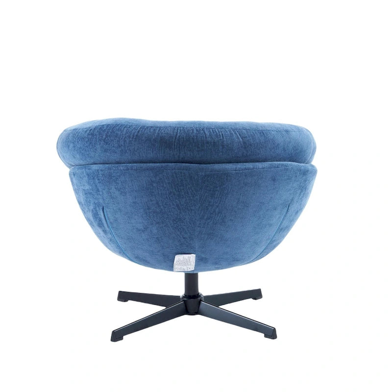 Draaibare clubfauteuil van chenille met zwart metalen onderstel