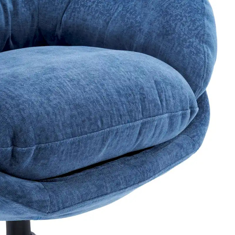 Draaibare clubfauteuil van chenille met zwart metalen onderstel