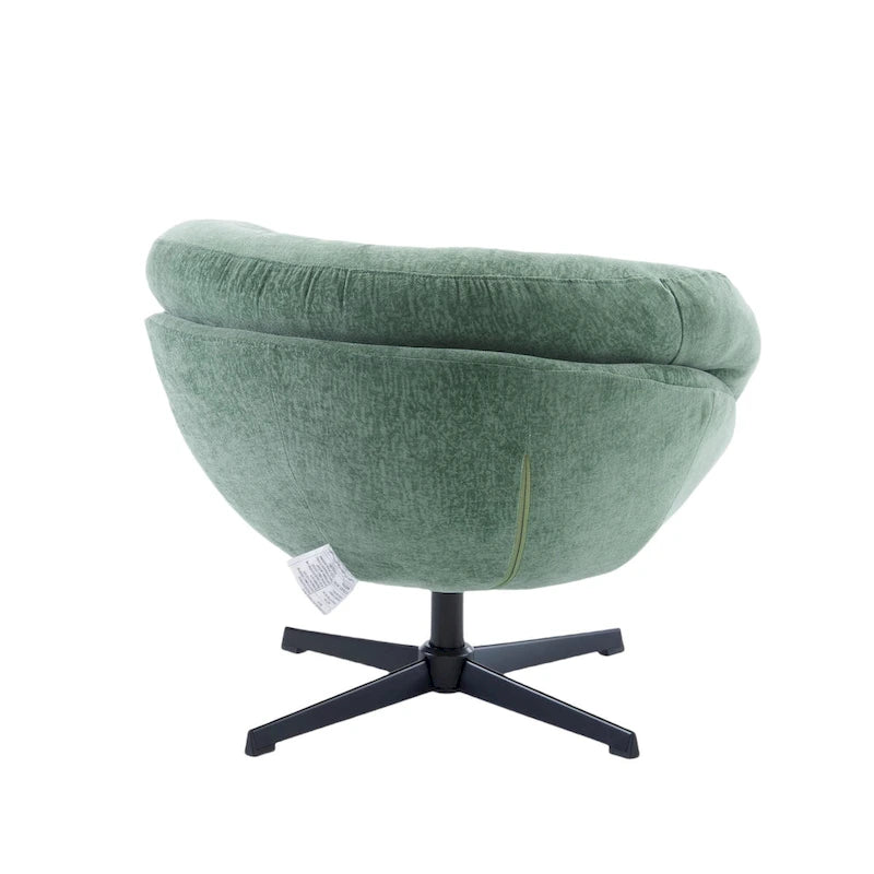 Draaibare clubfauteuil van chenille met zwart metalen onderstel