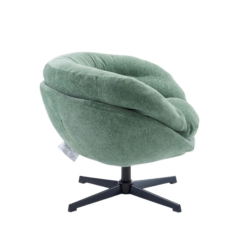Draaibare clubfauteuil van chenille met zwart metalen onderstel