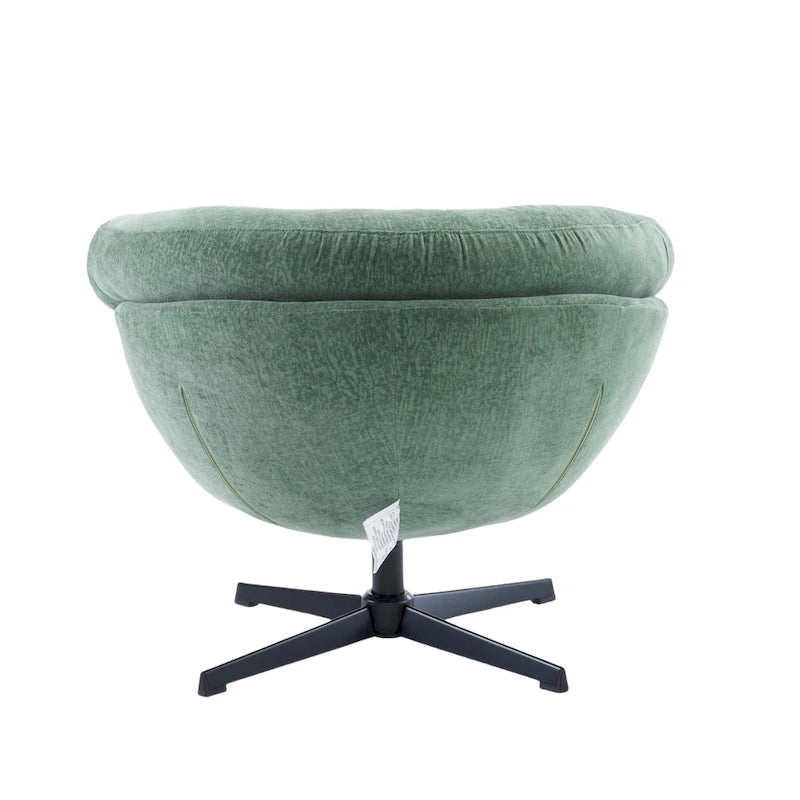 Draaibare clubfauteuil van chenille met zwart metalen onderstel