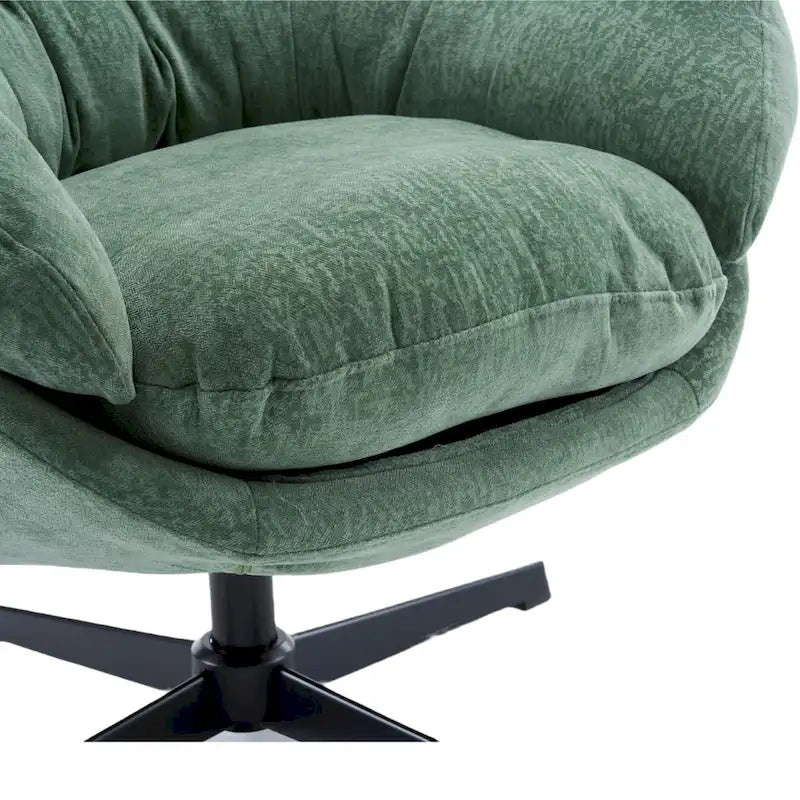 Draaibare clubfauteuil van chenille met zwart metalen onderstel