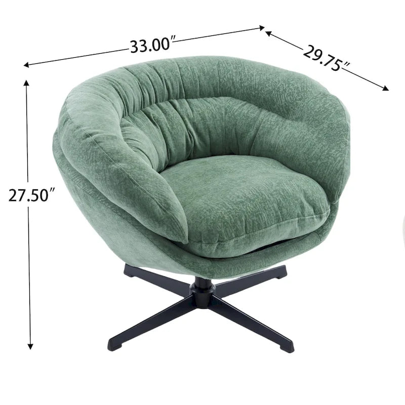 Draaibare clubfauteuil van chenille met zwart metalen onderstel