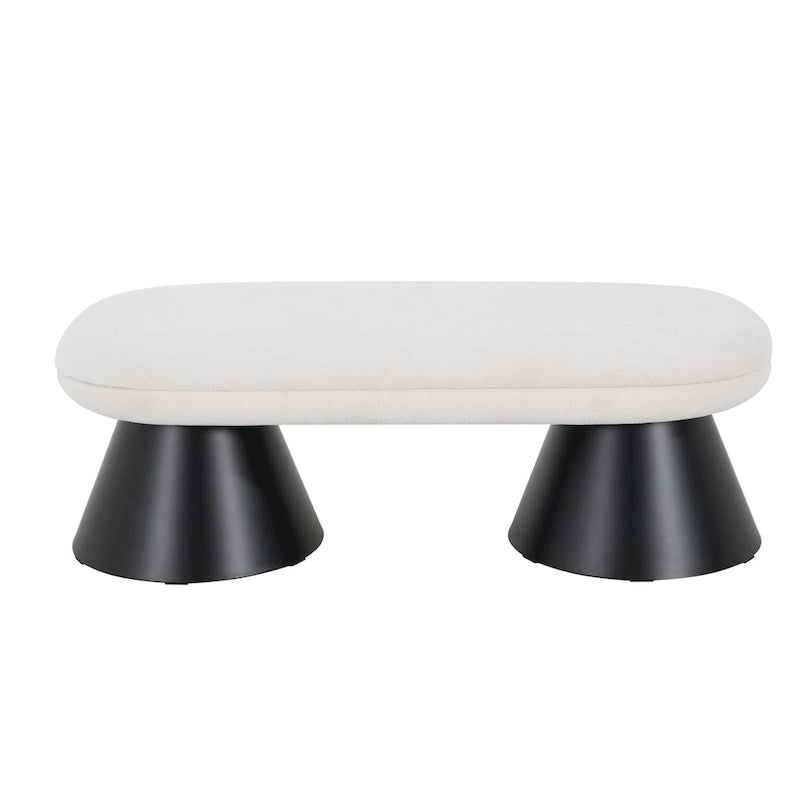 Upholstered Dining and Entryway Bench with Black Iron Legs