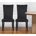 Set of 2 Black Velvet Upholstered Dining Side Chairs
