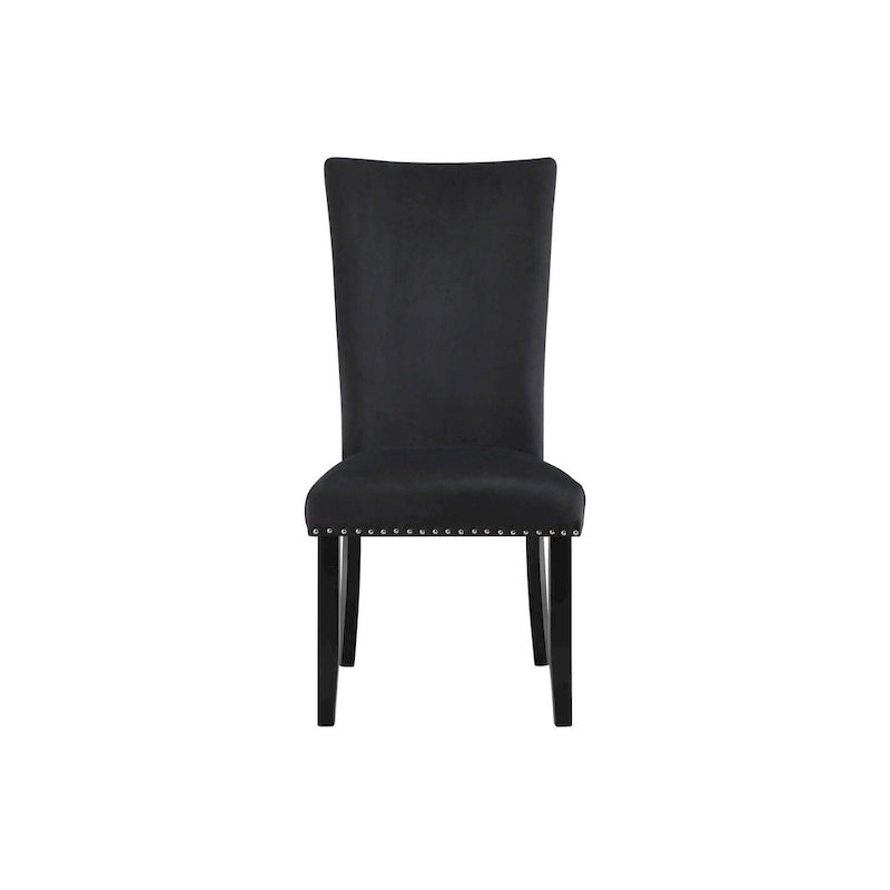 Set of 2 Black Velvet Upholstered Dining Side Chairs