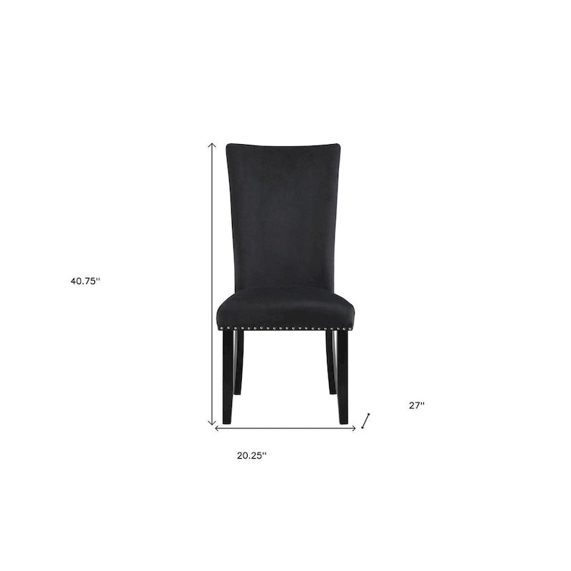 Set of 2 Black Velvet Upholstered Dining Side Chairs
