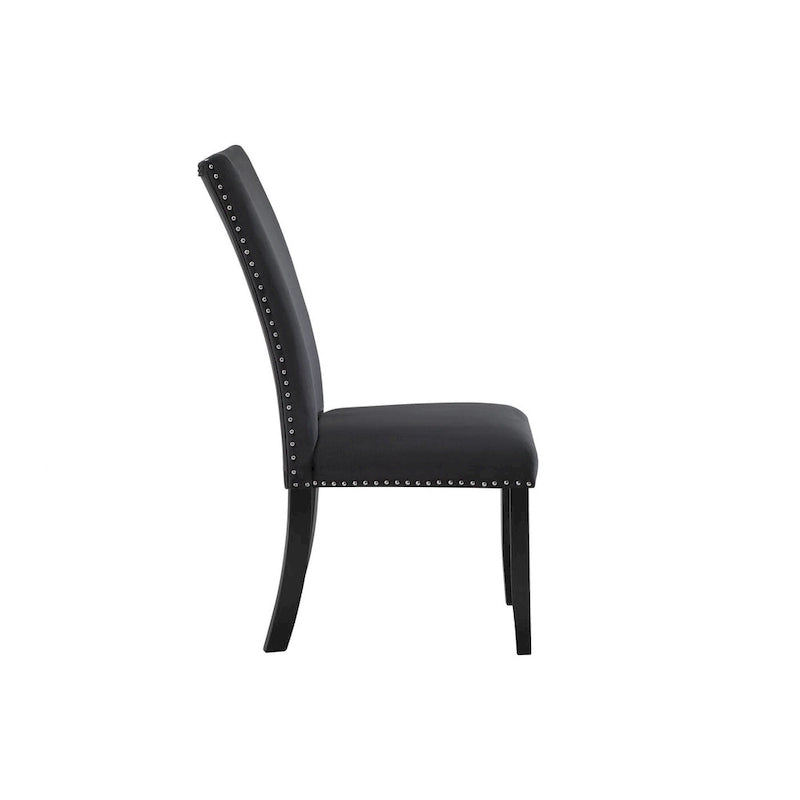 Set of 2 Black Velvet Upholstered Dining Side Chairs