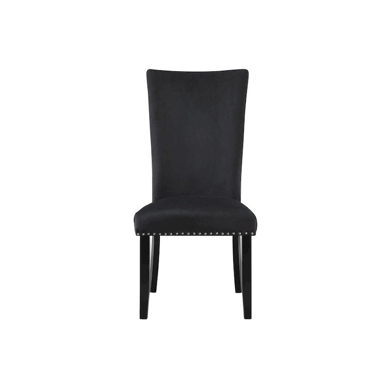 Set of 2 Black Velvet Upholstered Dining Side Chairs