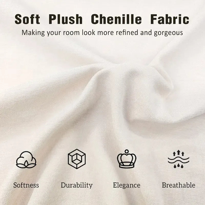Cama de plataforma king estofada em chenille, com cabeceira em forma de concha