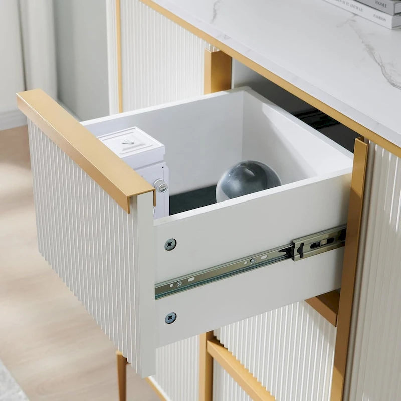 Credenza moderna scanalata da 54 pollici, tavolo da buffet, mobile bar per caffè/vino
