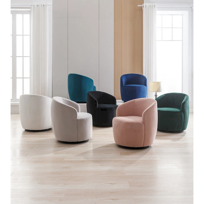 25.6 Swivel Barrel Chair with Black Coating