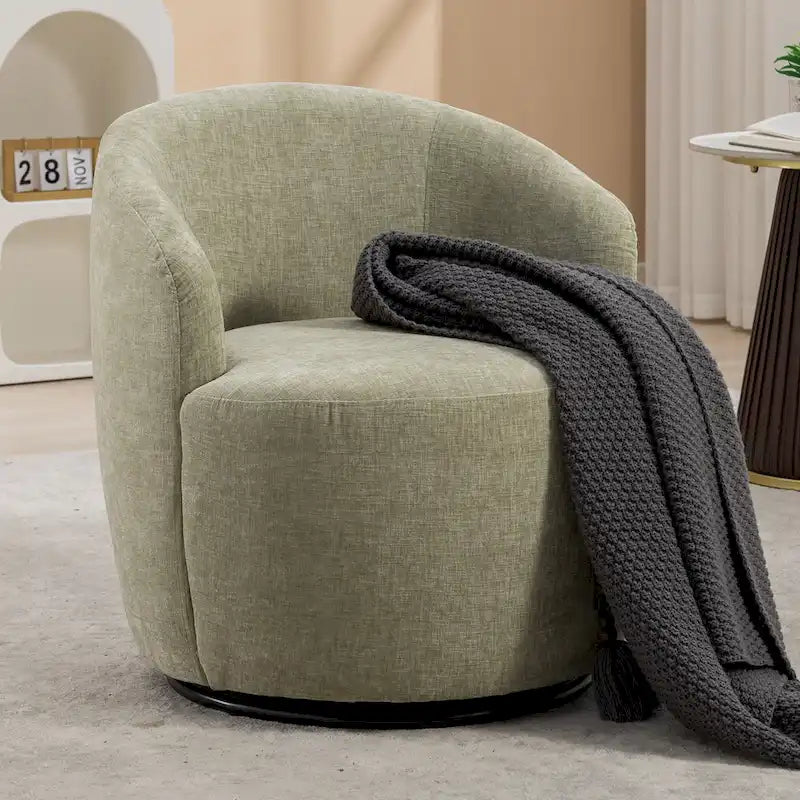 25.6 Swivel Barrel Chair with Black Coating