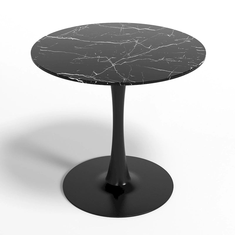 31.5-Inch Round Dining Table with Steel Pedestal Base