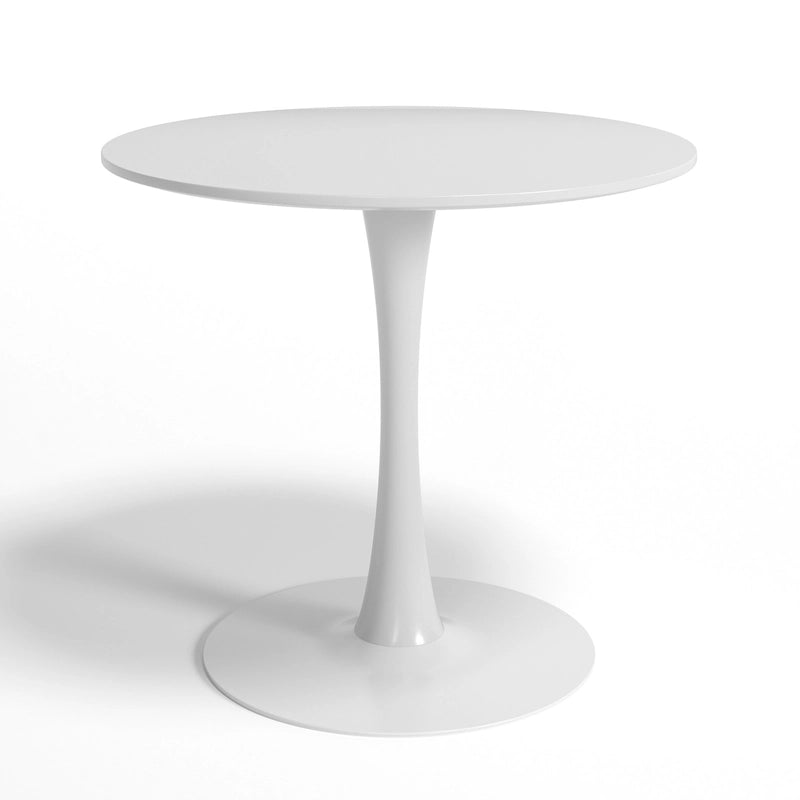 31.5-Inch Round Dining Table with Steel Pedestal Base