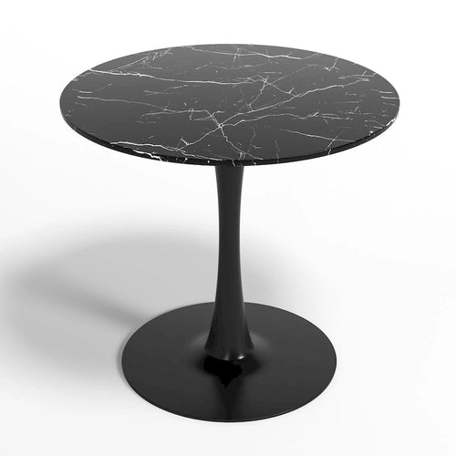 31.5-Inch Round Dining Table with Steel Pedestal Base