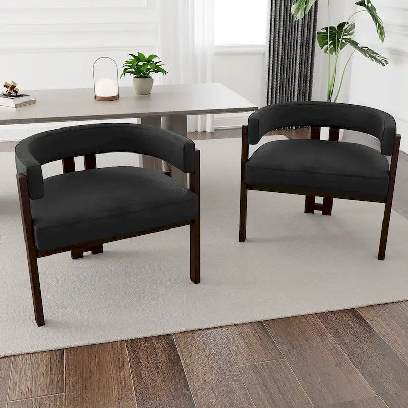 Open-Back Teddy Fabric Accent Chairs with Three Legs, Set of 2