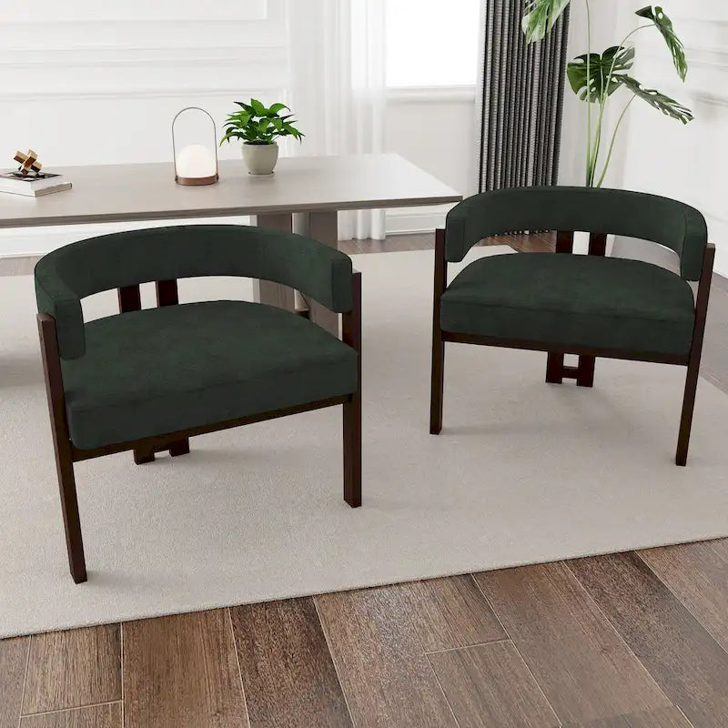 Open-Back Teddy Fabric Accent Chairs with Three Legs, Set of 2