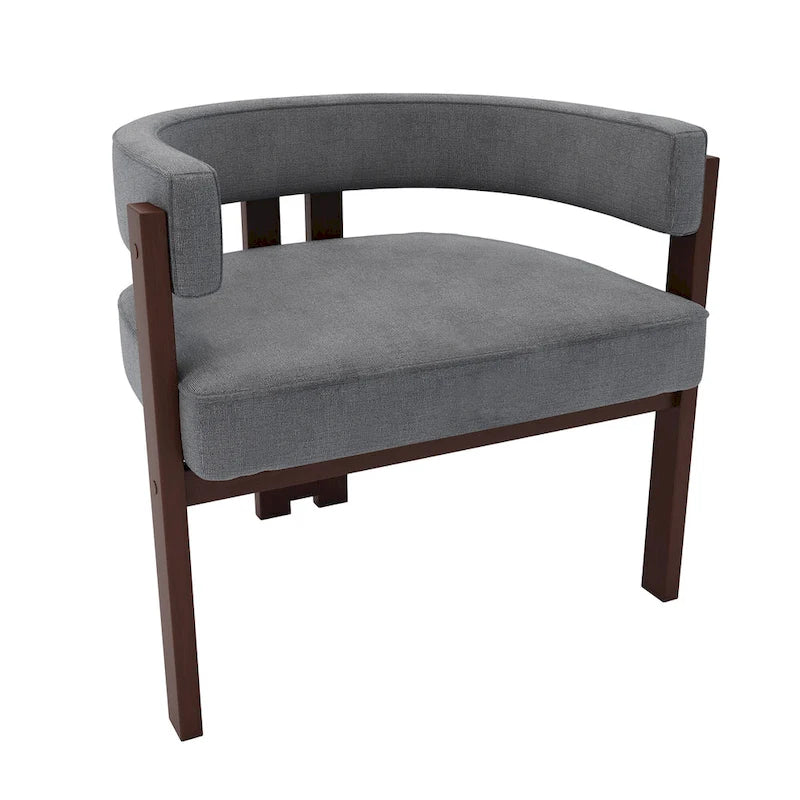 Open-Back Teddy Fabric Accent Chairs with Three Legs, Set of 2
