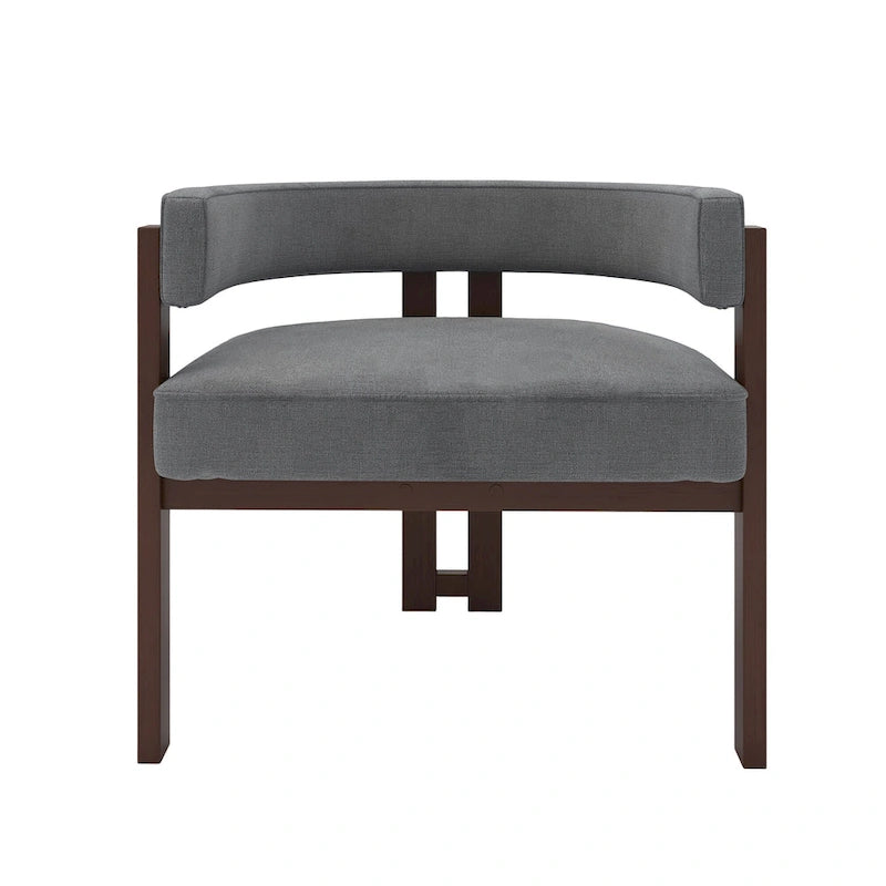 Open-Back Teddy Fabric Accent Chairs with Three Legs, Set of 2