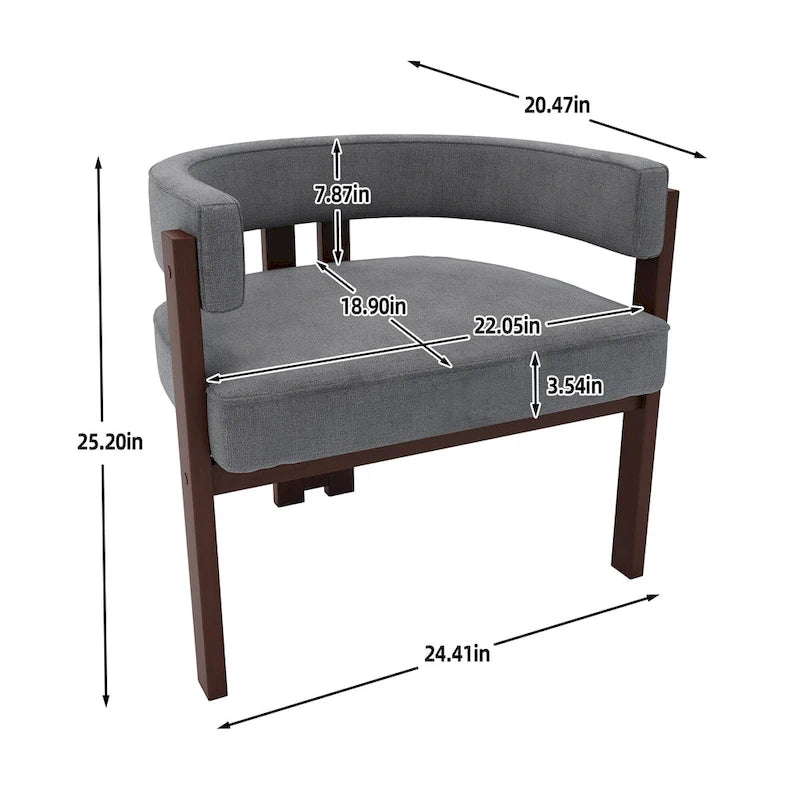 Open-Back Teddy Fabric Accent Chairs with Three Legs, Set of 2