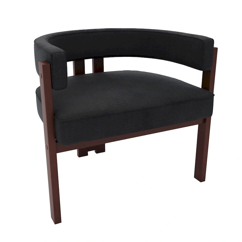 Open-Back Teddy Fabric Accent Chairs with Three Legs, Set of 2