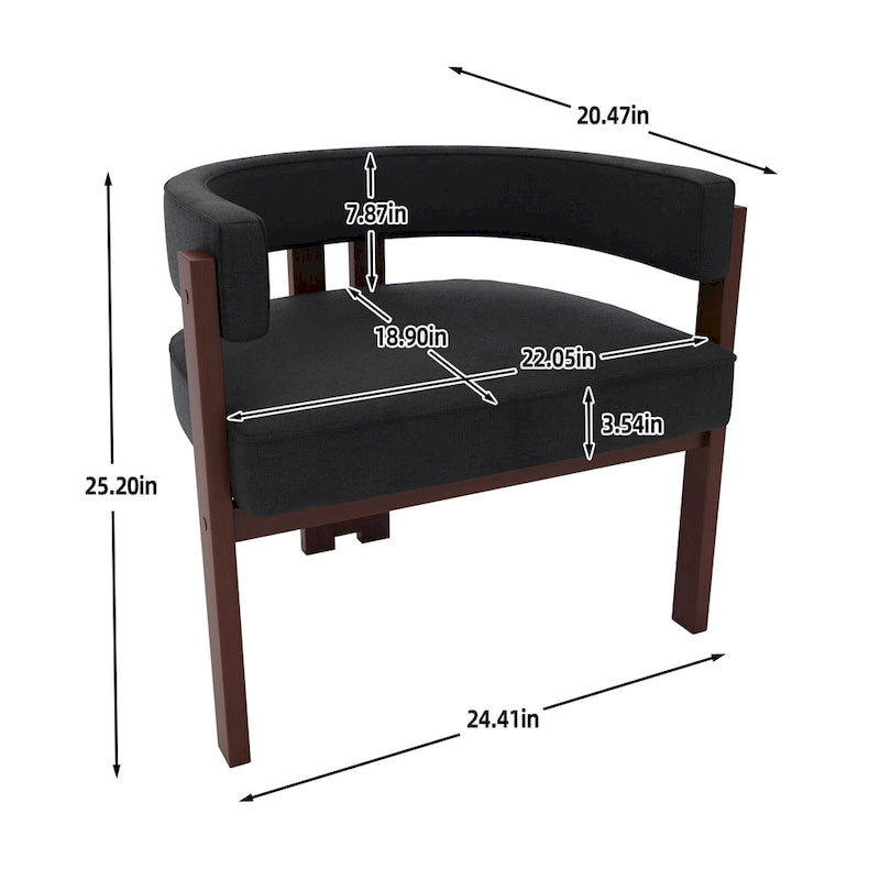 Open-Back Teddy Fabric Accent Chairs with Three Legs, Set of 2