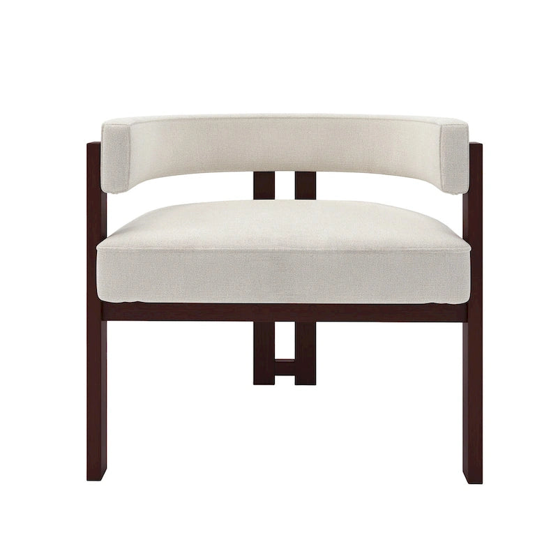 Open-Back Teddy Fabric Accent Chairs with Three Legs, Set of 2