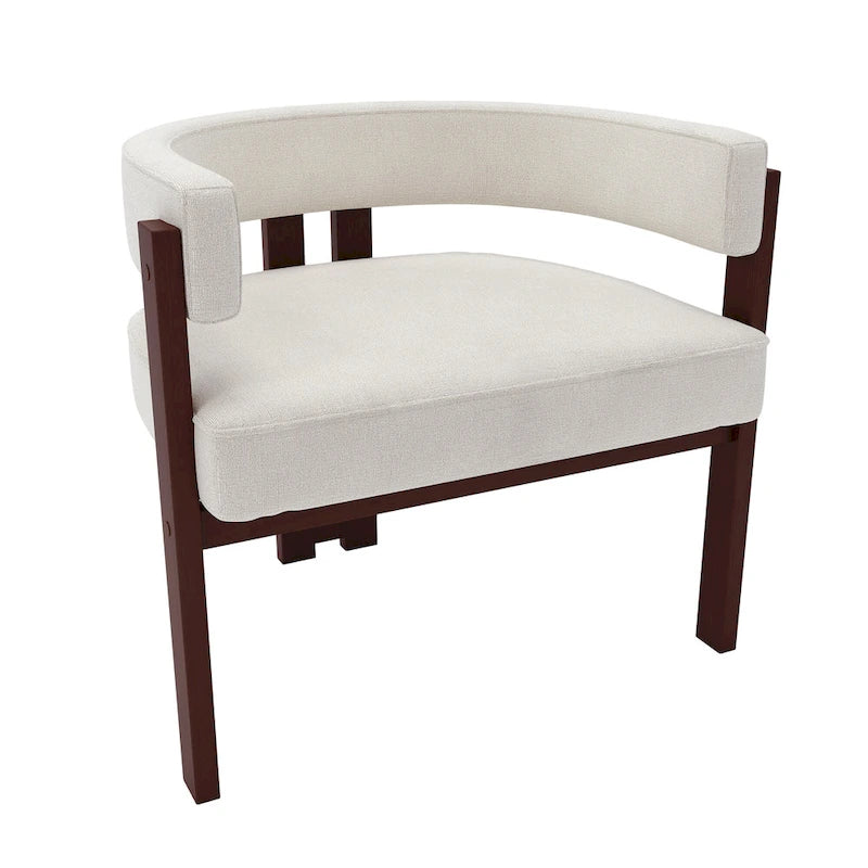 Open-Back Teddy Fabric Accent Chairs with Three Legs, Set of 2