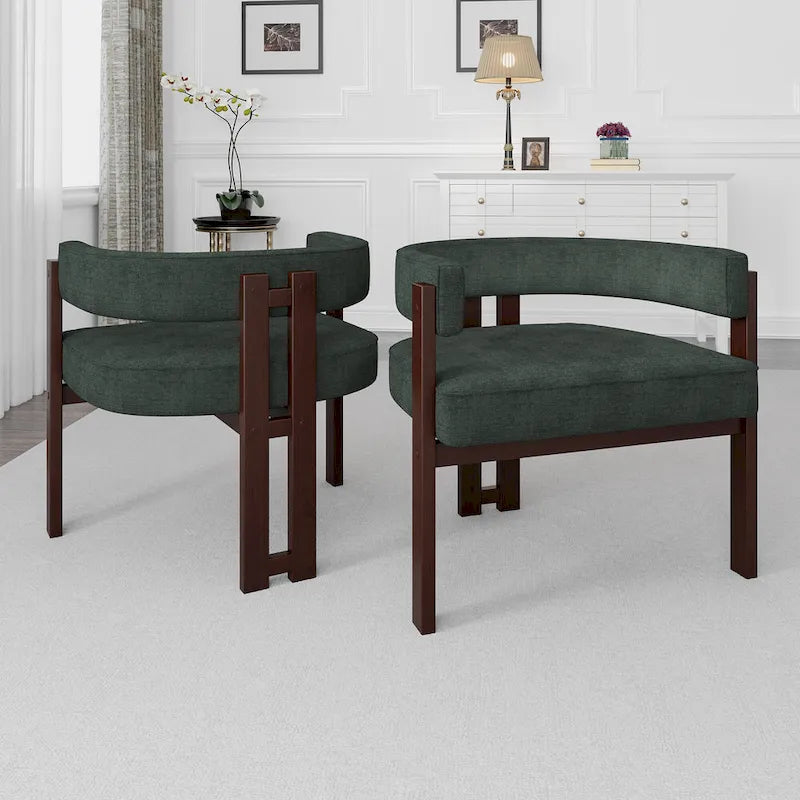Open-Back Teddy Fabric Accent Chairs with Three Legs, Set of 2