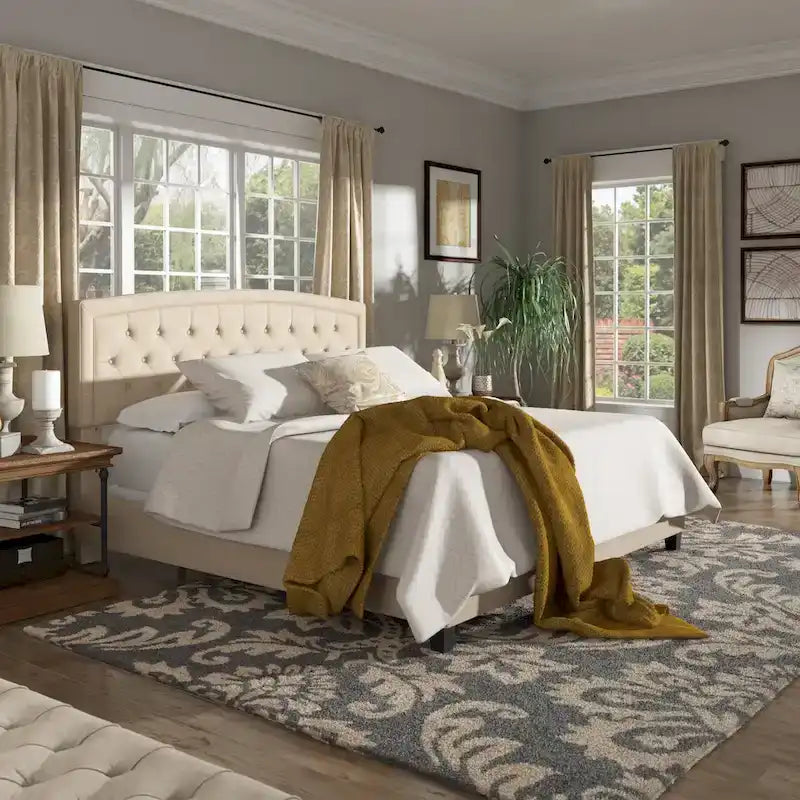 Adjustable Diamond-Tufted Arched Headboard Bed