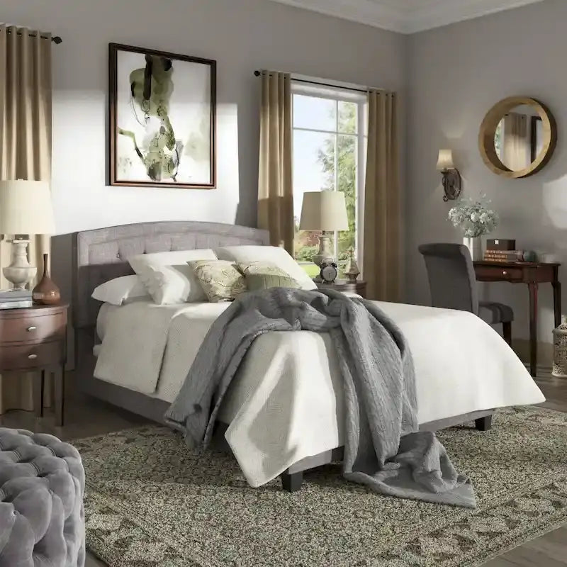 Adjustable Diamond-Tufted Arched Headboard Bed