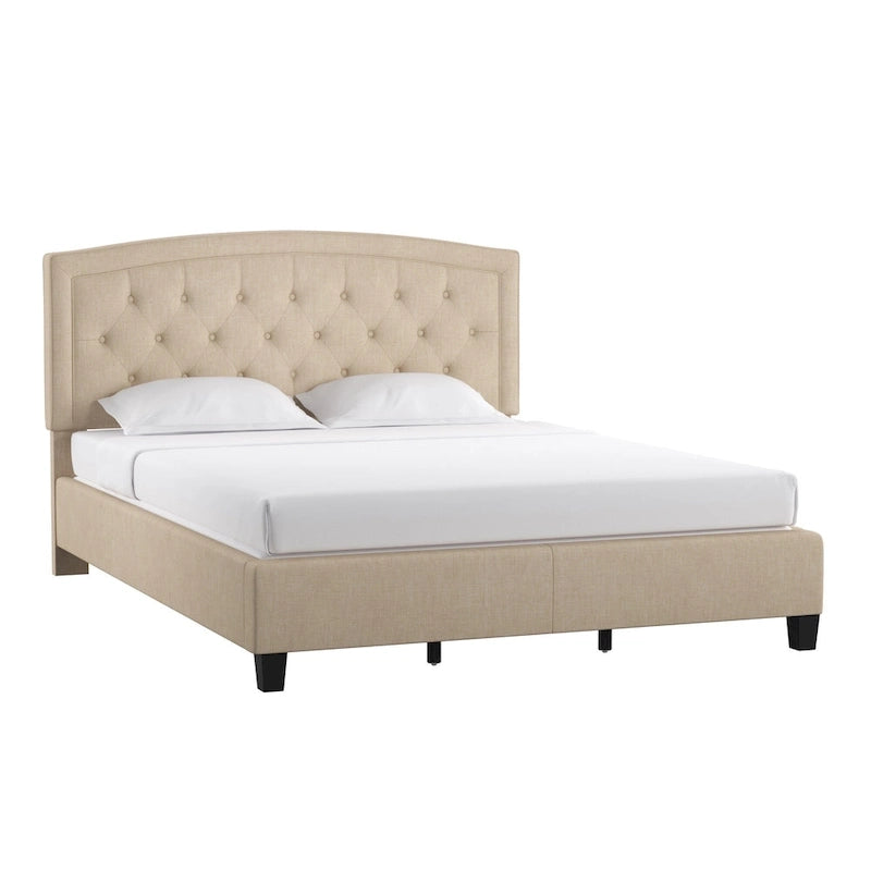 Adjustable Diamond-Tufted Arched Headboard Bed