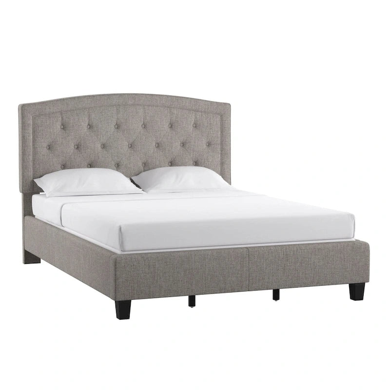 Adjustable Diamond-Tufted Arched Headboard Bed