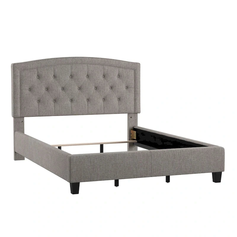 Adjustable Diamond-Tufted Arched Headboard Bed