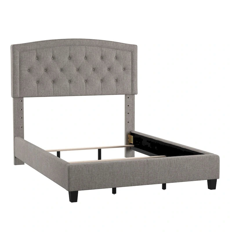 Adjustable Diamond-Tufted Arched Headboard Bed