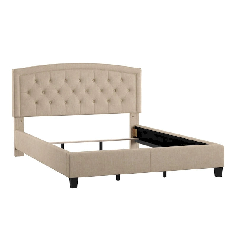 Adjustable Diamond-Tufted Arched Headboard Bed