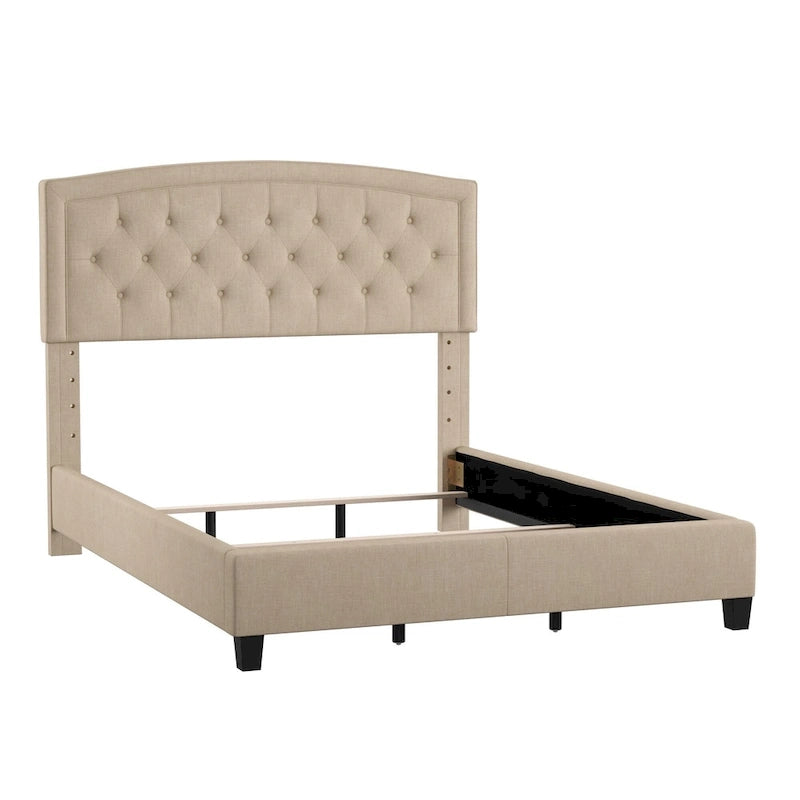 Adjustable Diamond-Tufted Arched Headboard Bed
