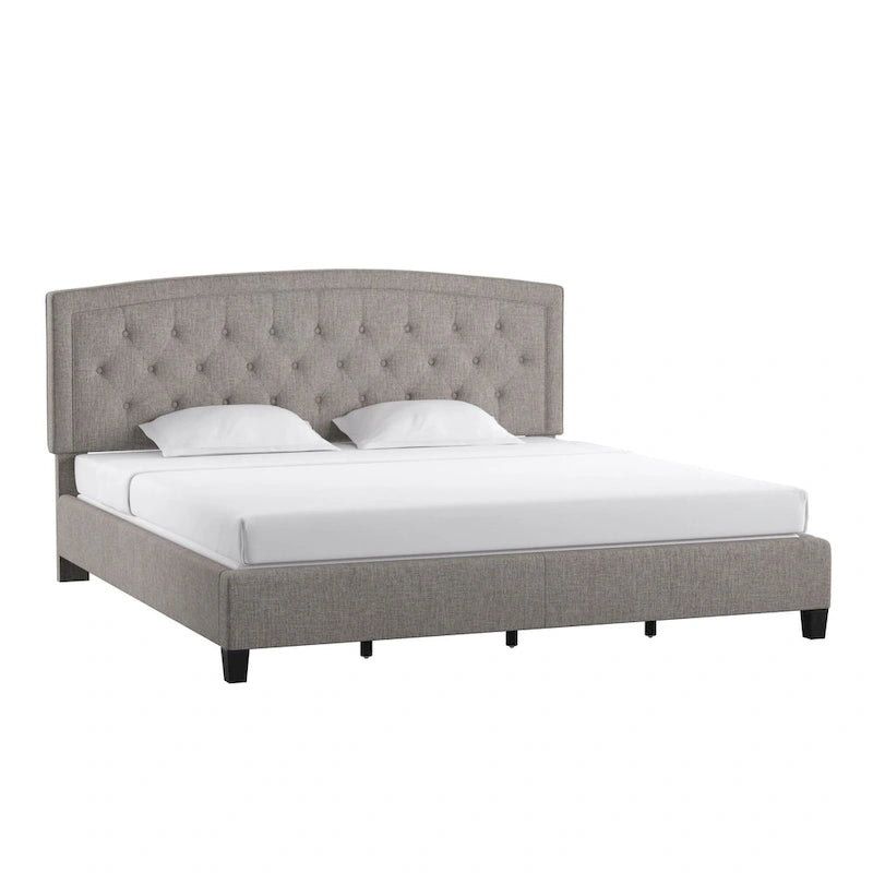 Adjustable Diamond-Tufted Arched Headboard Bed