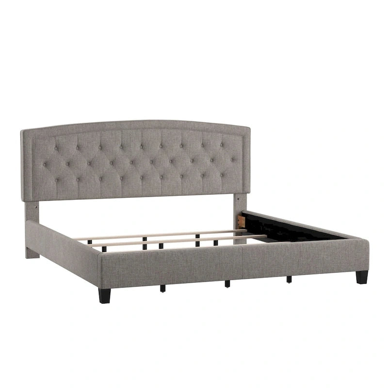 Adjustable Diamond-Tufted Arched Headboard Bed