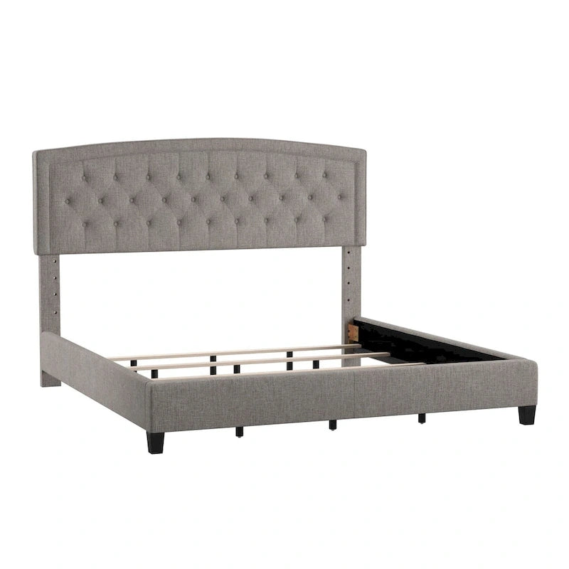 Adjustable Diamond-Tufted Arched Headboard Bed