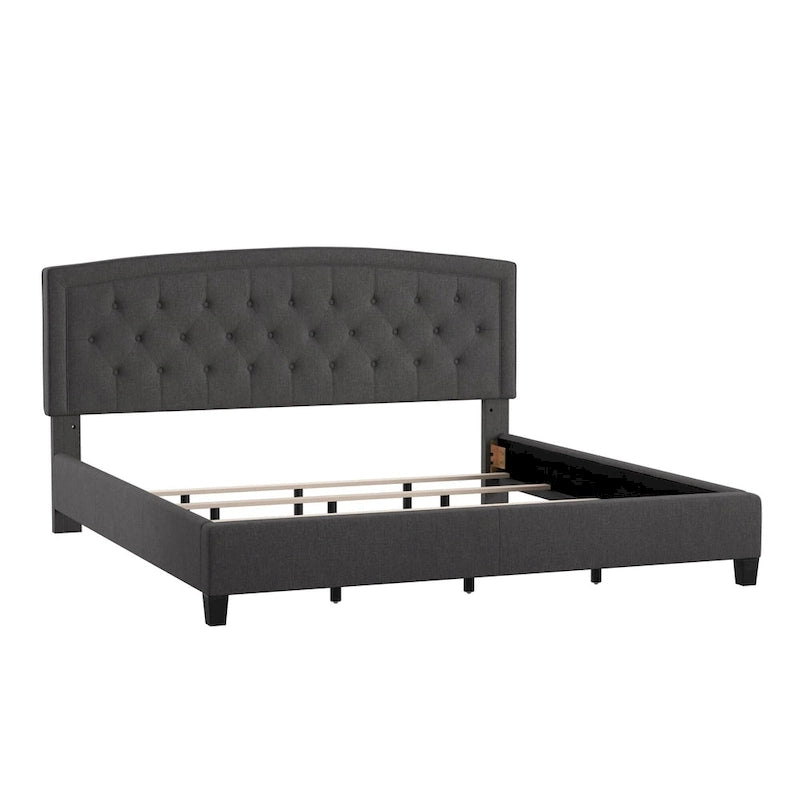 Adjustable Diamond-Tufted Arched Headboard Bed
