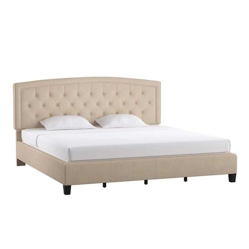 Adjustable Diamond-Tufted Arched Headboard Bed