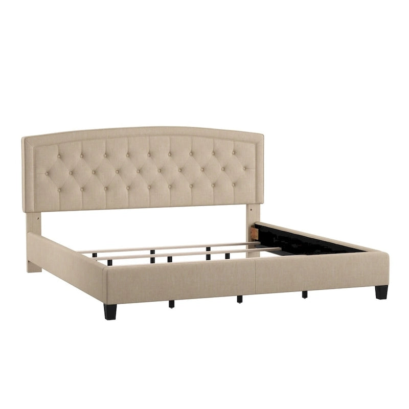 Adjustable Diamond-Tufted Arched Headboard Bed