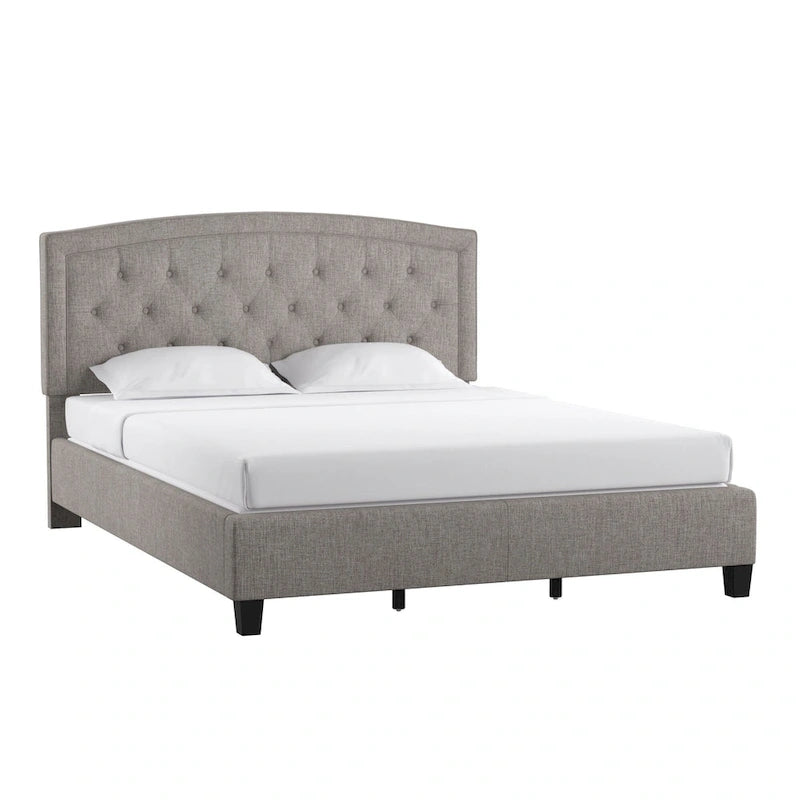 Adjustable Diamond-Tufted Arched Headboard Bed