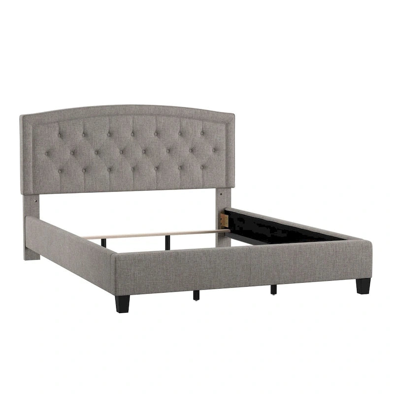 Adjustable Diamond-Tufted Arched Headboard Bed