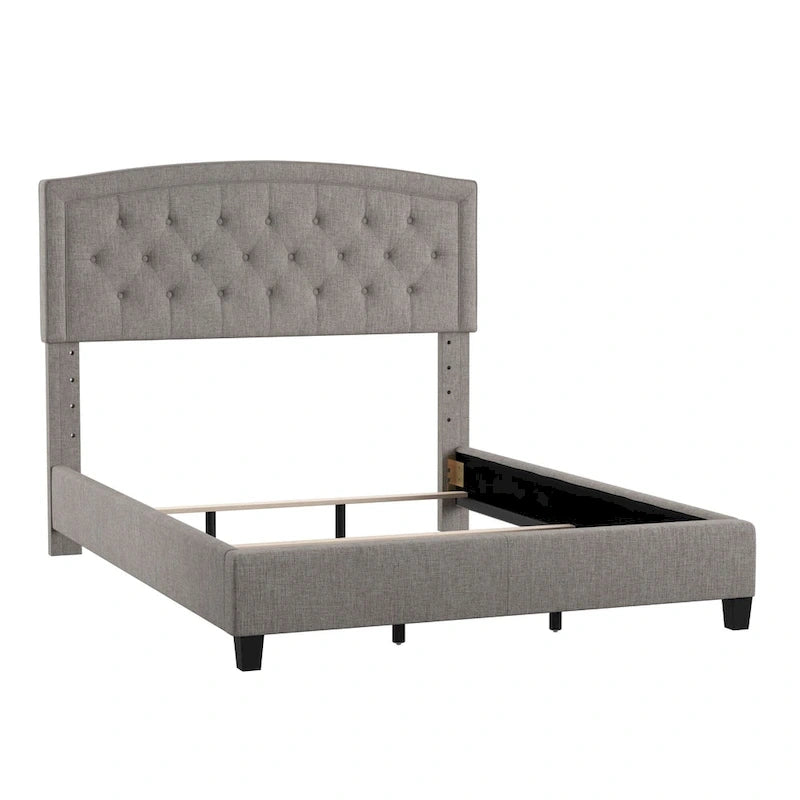 Adjustable Diamond-Tufted Arched Headboard Bed