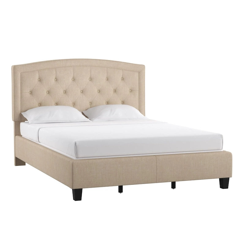 Adjustable Diamond-Tufted Arched Headboard Bed